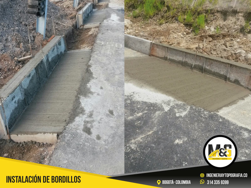  instalación de bordillos para urbanización en Colombia